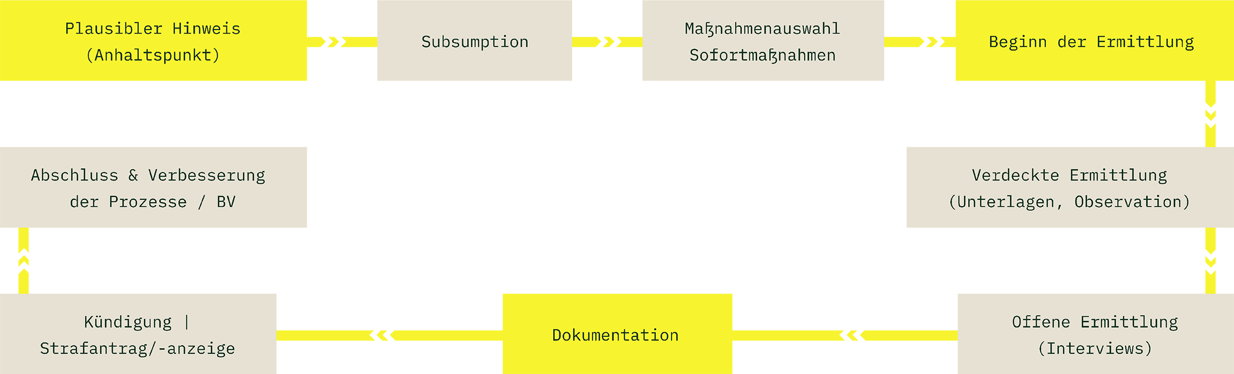 Grafik zum Ablauf interner Ermittlungen